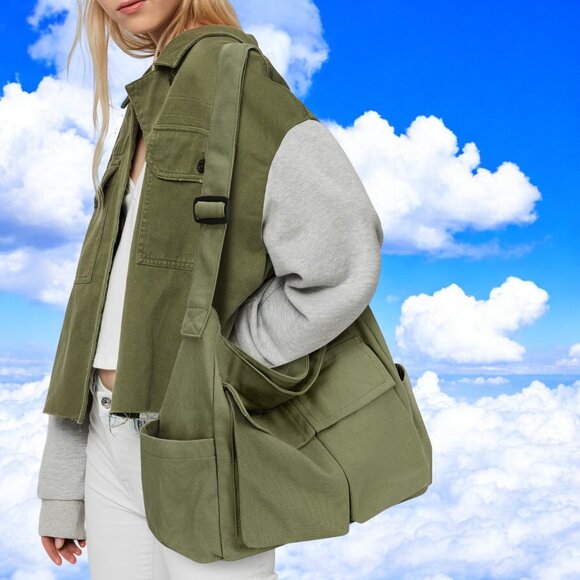 Canvas Messenger Bag Hobo Shoulder Bag Crossbody Bag - Picture 7 of 7